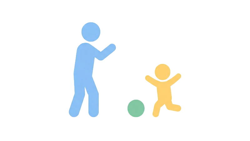 パパと子どもがボールで外遊びをしているイラスト